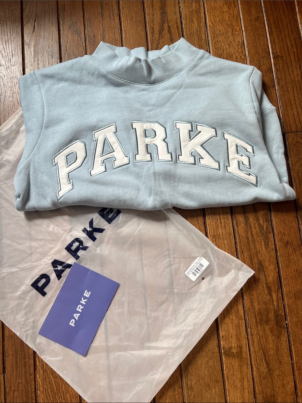 Parke Salty Light Blue Heritage Mockneck Sweatshirt Size S/M NWT New In Bag